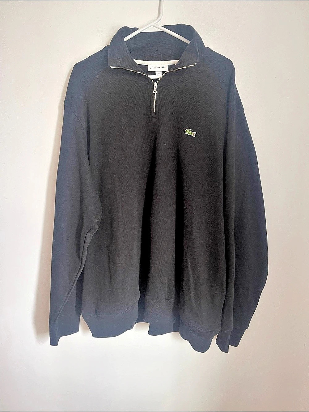 Lacoste Men's Zip-Up Fleece Sweatshirt Black Jacket XL